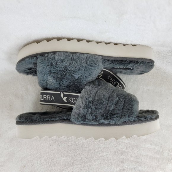 Koolaburra By UGG Women's Fuzz'n II Grey Faux Fur Sling Back Sandals Size 7 - Picture 6 of 7